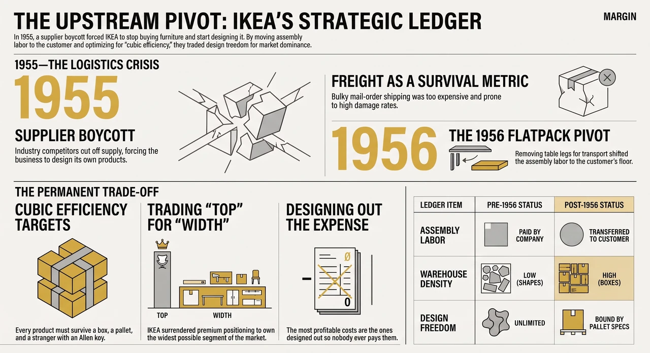 IKEA Took the Legs Off a Table. It Moved a Cost Line Forever — one-page infographic