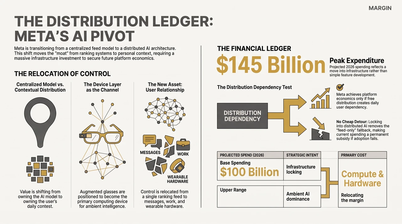 How Meta Chose the Expensive AI Story — one-page infographic