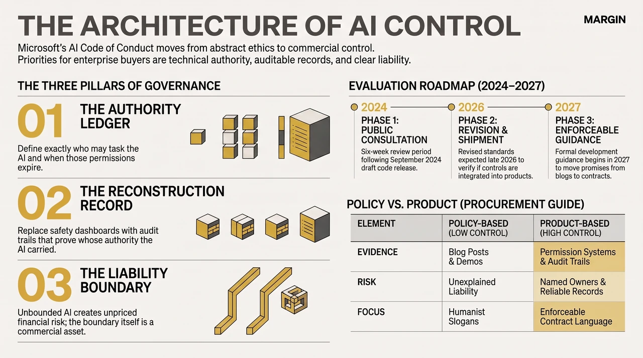 Why Microsoft Put AI Buyers on the Hook — one-page infographic