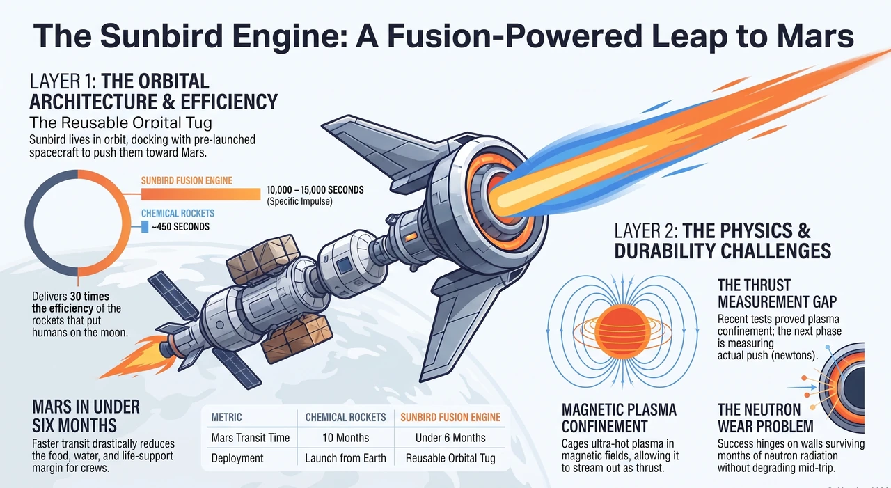Half The Time To Mars — Minus One Small Detail — one-page infographic